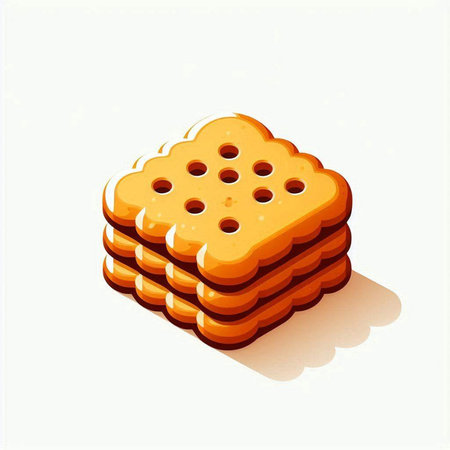 Illustration of a stack of biscuits isolated on a white background.のイラスト素材