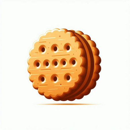 Illustration of a biscuit on a white background. Vector illustrationのイラスト素材