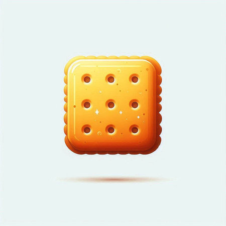 Illustration of a square cracker on a light blue background.のイラスト素材