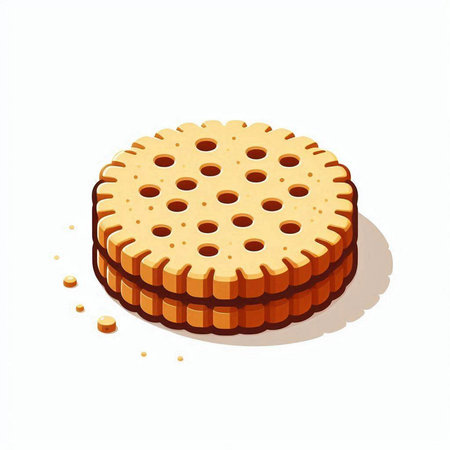 Illustration of a biscuit with chocolate on a white background.のイラスト素材