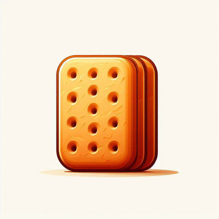 Illustration of a square cracker isolated on a white background.のイラスト素材