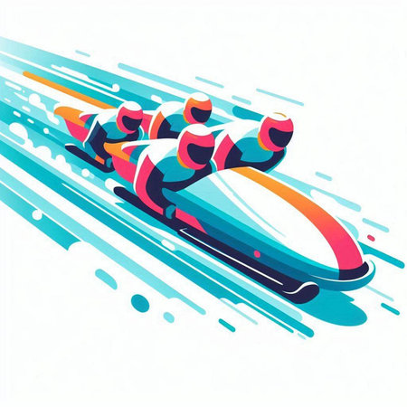 Bobsledding. Vector illustration of bobsledding.のイラスト素材