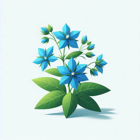 Blue flowers on a white background. Vector illustration for your design.のイラスト素材