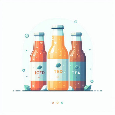 Coffee and tea in bottles. Vector illustration in flat styleのイラスト素材