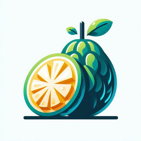 Vector illustration of a fresh and juicy orange cut in half on a white backgroundのイラスト素材