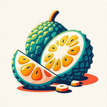 Soursop fruit vector illustration. Exotic tropical fruit icon.のイラスト素材