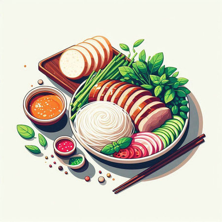 Sukiyaki, japanese food, vector illustration.のイラスト素材