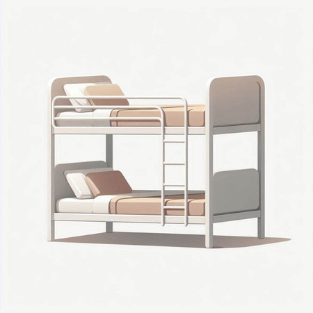 Bunk beds isolated on a white background. 3d rendering.のイラスト素材
