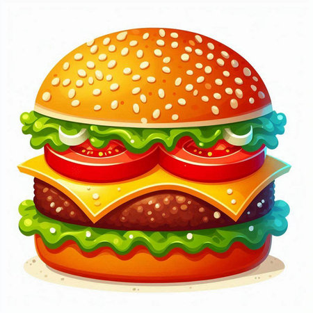 Illustration of a hamburger on a white background, vector illustrationのイラスト素材