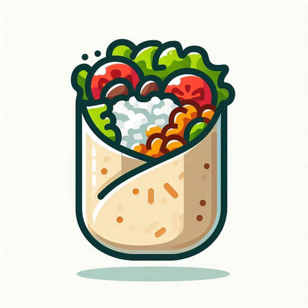 Tortilla wrap icon. Vector illustration of fast food wrap.のイラスト素材