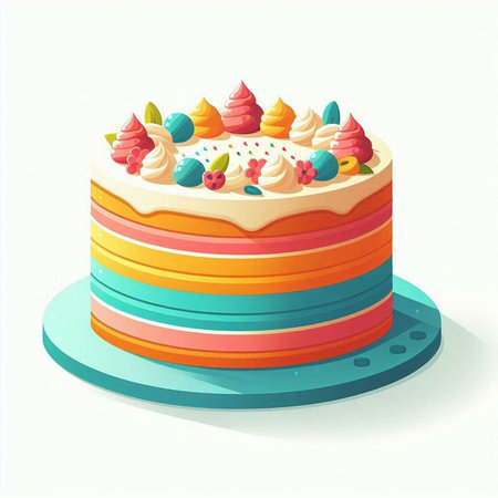 Illustration of a birthday cake on a white background, vector illustrationのイラスト素材