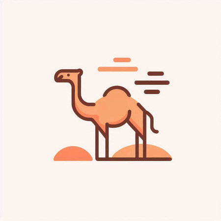 Camel flat icon. Animal vector sign. Graph symbol for travel web site and apps design, logo, app, UIのイラスト素材