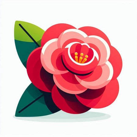 Camellia flower on a white background. Vector illustration.のイラスト素材