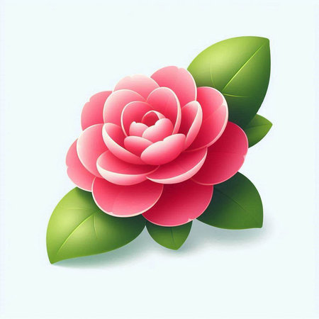 Camellia flower on a white background. Vector illustration.のイラスト素材