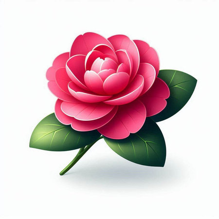 Camellia flower on a white background. Vector illustration.のイラスト素材