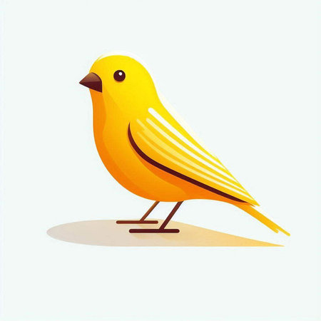 Vector illustration of a yellow bird isolated on white background. Cartoon style.のイラスト素材