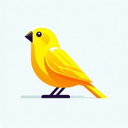 Yellow bird on a white background. Vector illustration in flat style.のイラスト素材
