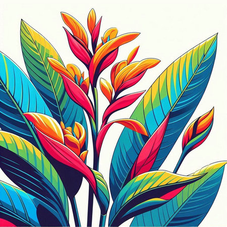 Tropical flower vector illustration. Hand drawn floral background. Vector illustration.のイラスト素材