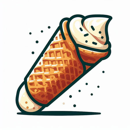 Ice cream in a waffle cone on a white background. Vector illustrationのイラスト素材