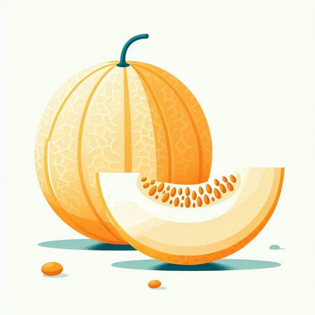 Melon. Vector illustration. Isolated on a white background.のイラスト素材