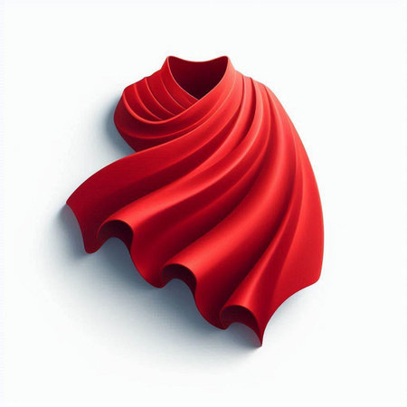 Red silk scarf isolated on white background. 3D illustration. Top view.のイラスト素材