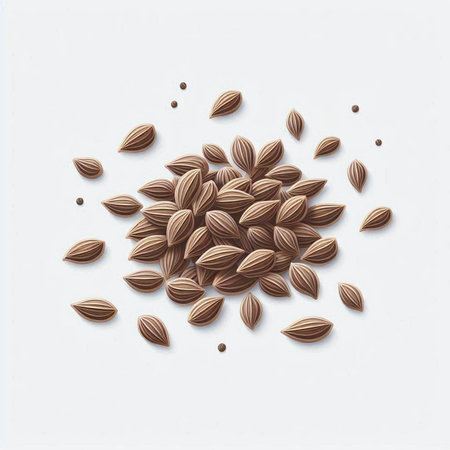 Coriander seeds isolated on white background. Top view. Flat lay.のイラスト素材