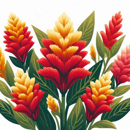 Seamless floral pattern with red and yellow flowers, vector illustrationのイラスト素材