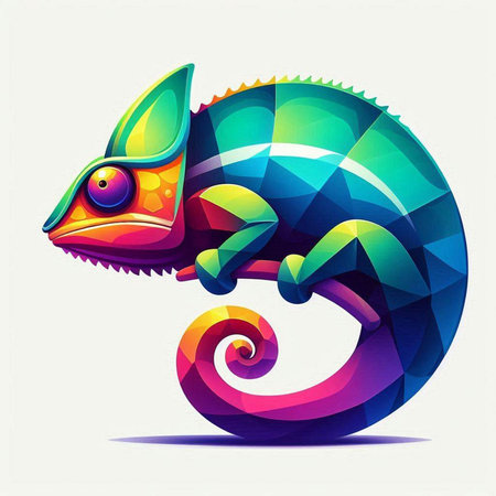 Colorful chameleon isolated on white background. Vector illustration.のイラスト素材