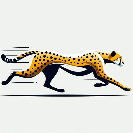 Cheetah running on a white background. Vector Illustration.のイラスト素材