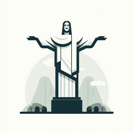Christ the Redeemer. Jesus Christ on the cross. Vector illustrationのイラスト素材