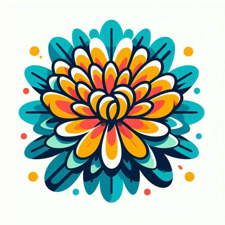 abstract flower on a white background, hand-drawn vector illustrationのイラスト素材