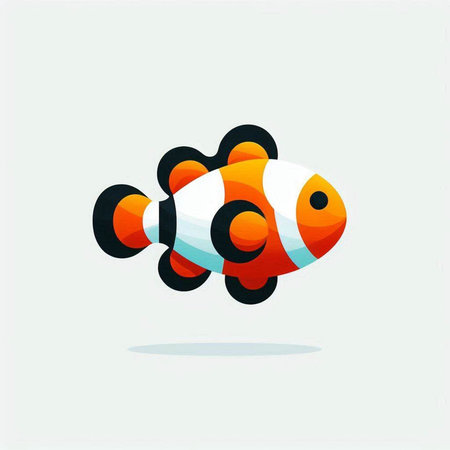 Fish logo design template. Colorful clownfish icon. Vector illustration.のイラスト素材