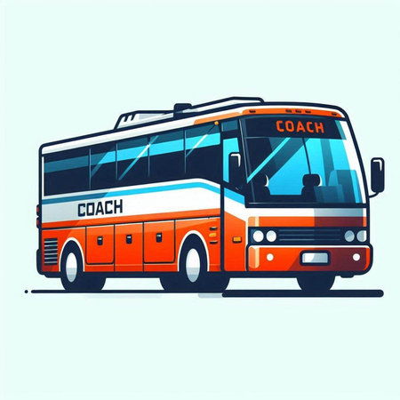 Illustration of a city bus. Front view. Vector illustration.のイラスト素材