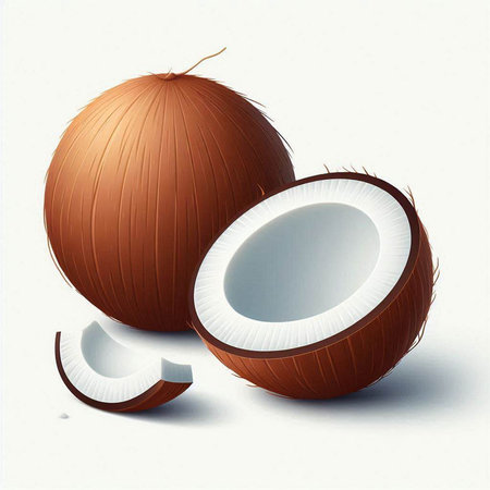 Coconut on a white background. 3d render illustration.のイラスト素材