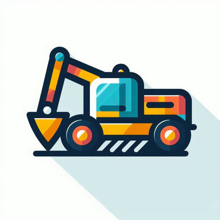 Excavator icon. Flat illustration of excavator icon for web designのイラスト素材