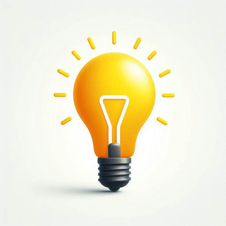 Bright yellow light bulb on white background. Eps 10 vector file.のイラスト素材