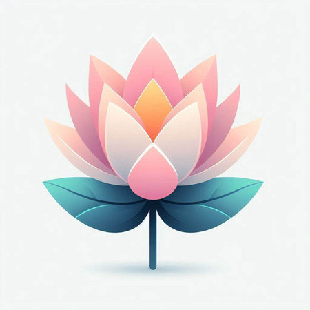 Lotus flower icon. Vector illustration of colorful lotus flower.のイラスト素材