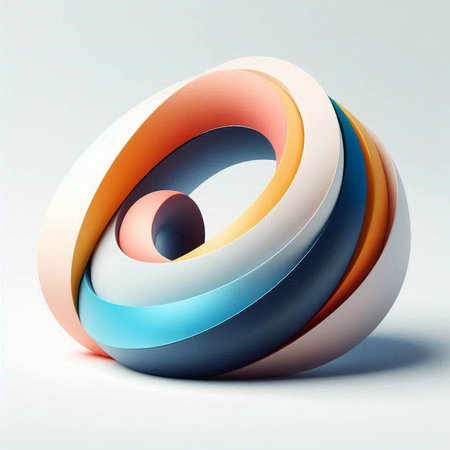 Abstract 3d rendering of multicolored spiral in white background.のイラスト素材
