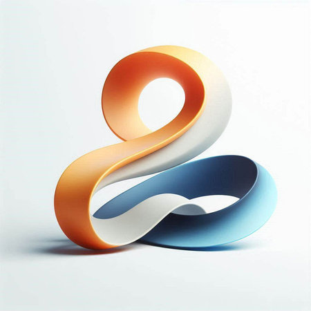 3D render of a paper-cut ampersand symbol.のイラスト素材