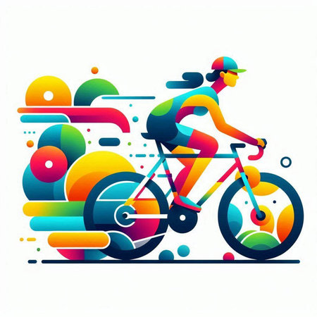 Cyclist colorful abstract background, vector illustration eps 10.のイラスト素材