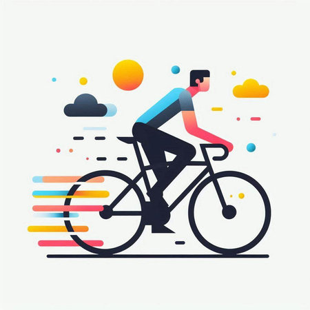 Cyclist riding bicycle. Flat design vector illustration. EPS 10のイラスト素材