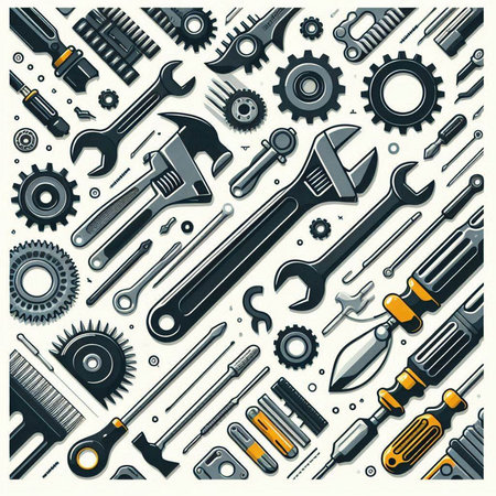 Big set of tools. Vector illustration in retro style. Eps 10のイラスト素材