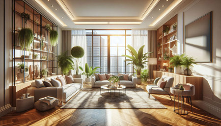 Interior of a modern living room. 3D render, 3D illustration