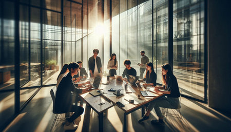 Group of business people working together in the office. Business concept.
