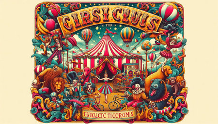 Retro circus poster. Illustration of circus poster with circus theme.