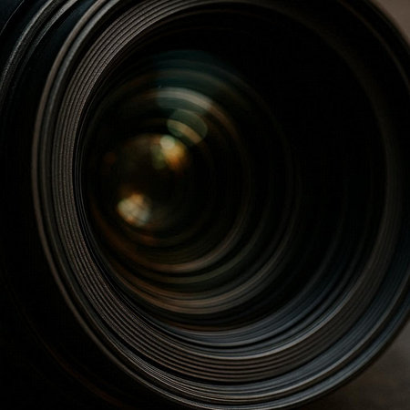 Close up of a camera lens. Shallow depth of field.