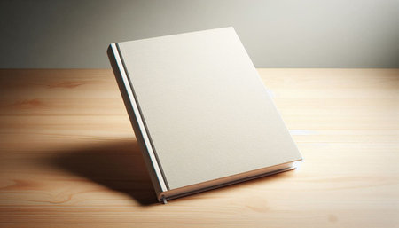 Blank book on wooden table. Mock up, 3D Rendering