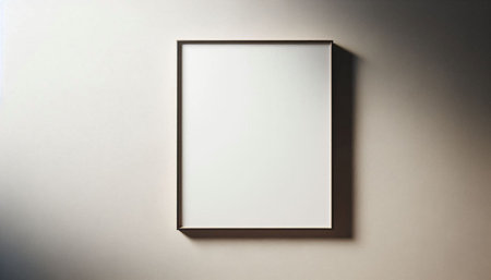 Blank picture frame mockup hanging on wall. 3D rendering