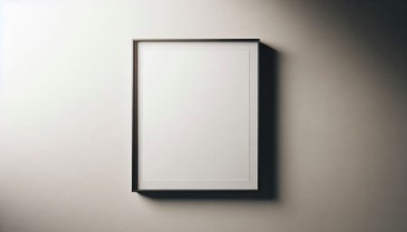 Blank picture frame hanging on the wall. 3D Rendering