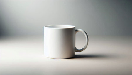 White cup of coffee on a white background. Mockup for design
